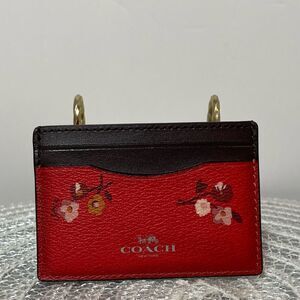 Coach Bright Red Multi Card Case NWT